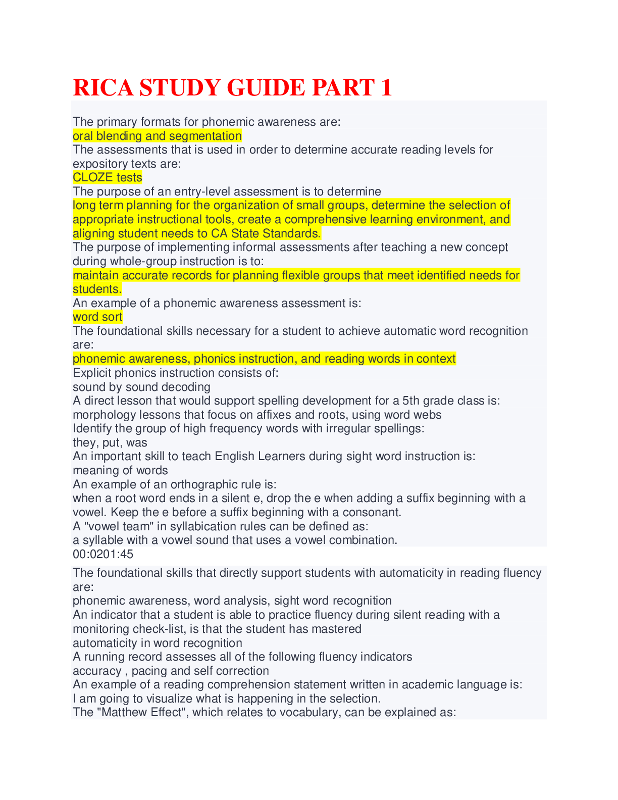 Preview image for RICA STUDY GUIDE PART 1 EXAMS WITH VERIFIED ANSWERS